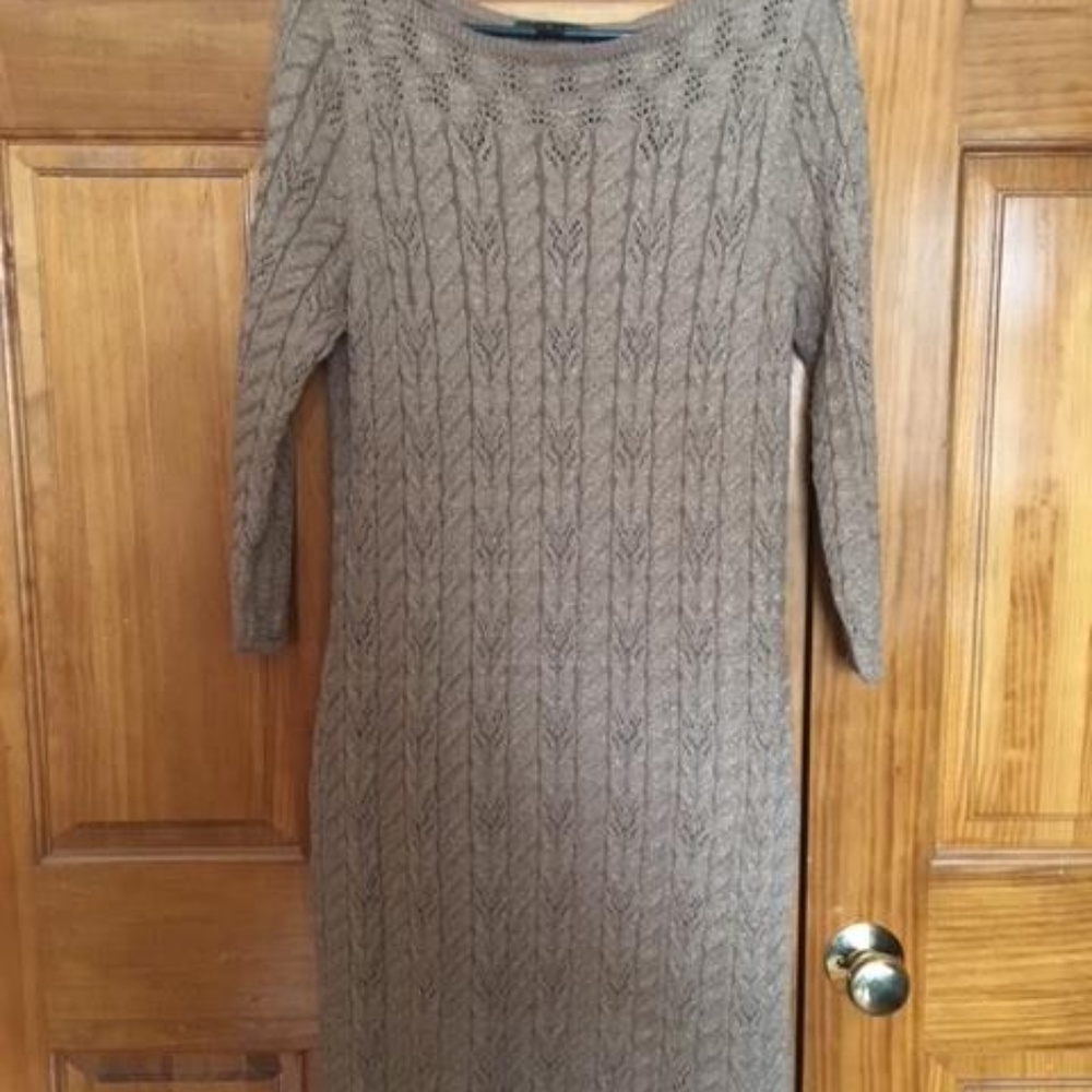 Ralph Lauren Sweater Dress Tan/Gold